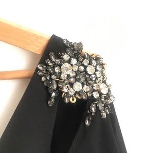 Gorgeous Black Gown w/ flutter sleeve & rhinestone